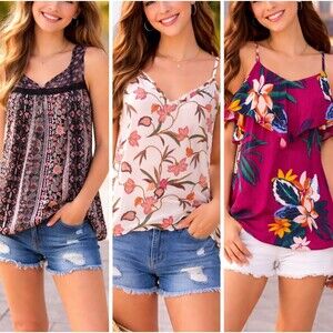 Women’s Boho Floral Tank Tops Bundle Maurices/Old Navy/Loft Camisole Summer XS